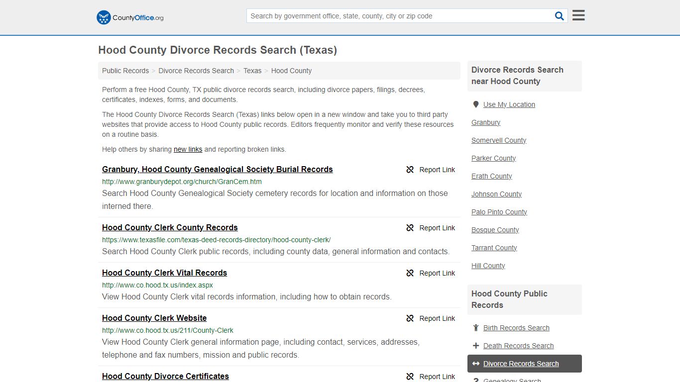Divorce Records Search - Hood County, TX (Divorce Certificates & Decrees)