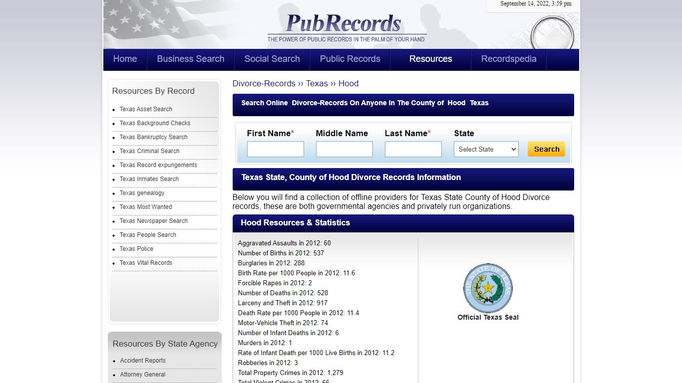 Hood County, Texas Divorce Records